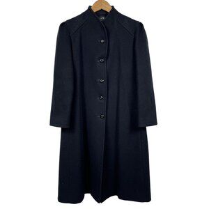 Vintage Elegant Fashions 100% Wool Black Long Peacoat Size Medium